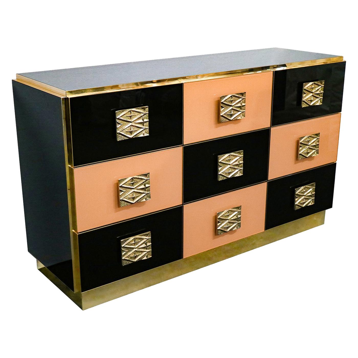 Brass and Wood Chest of Drawers For Sale at 1stDibs