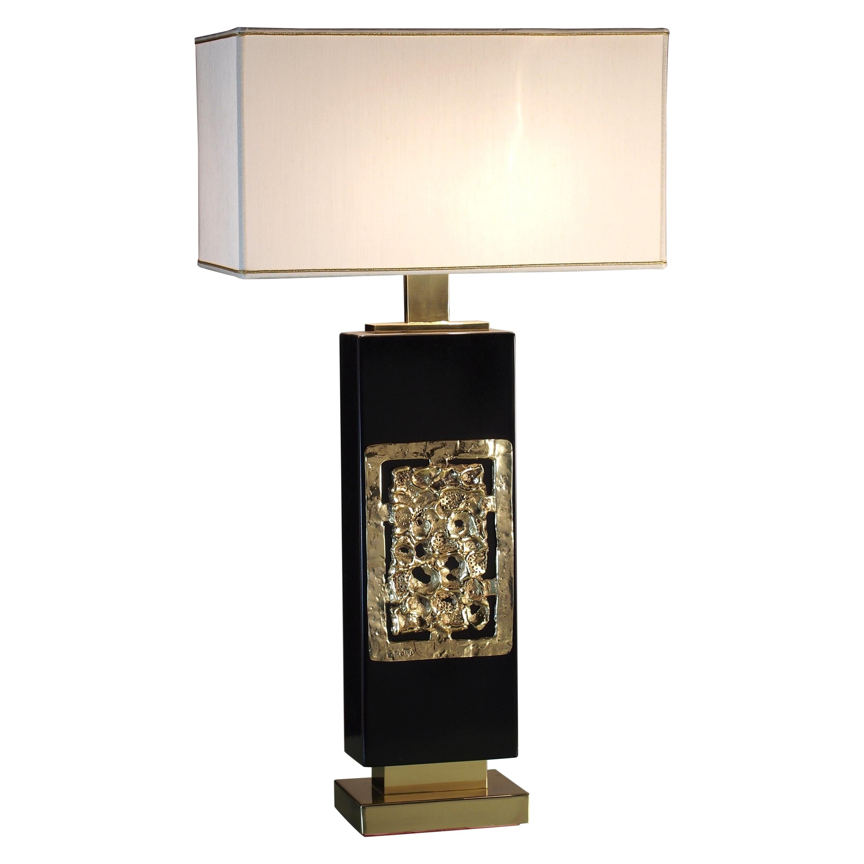 Brass and Wood "Diomede" Table Lamp For Sale