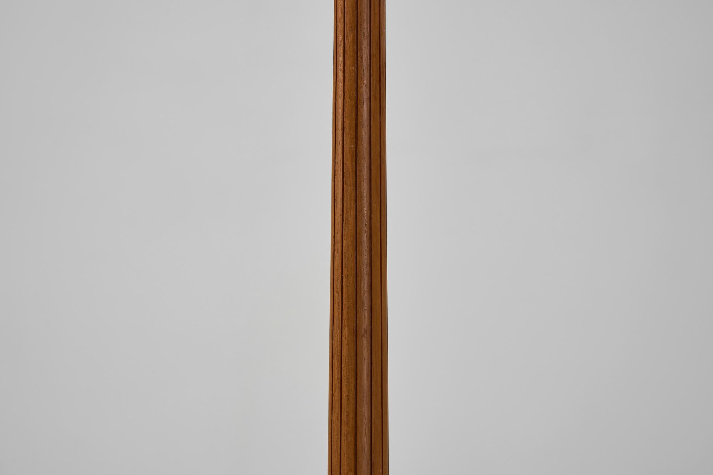 Brass and Wood Floor Lamp by Falkenbergs Belysning, Sweden Mid-20th Century 10