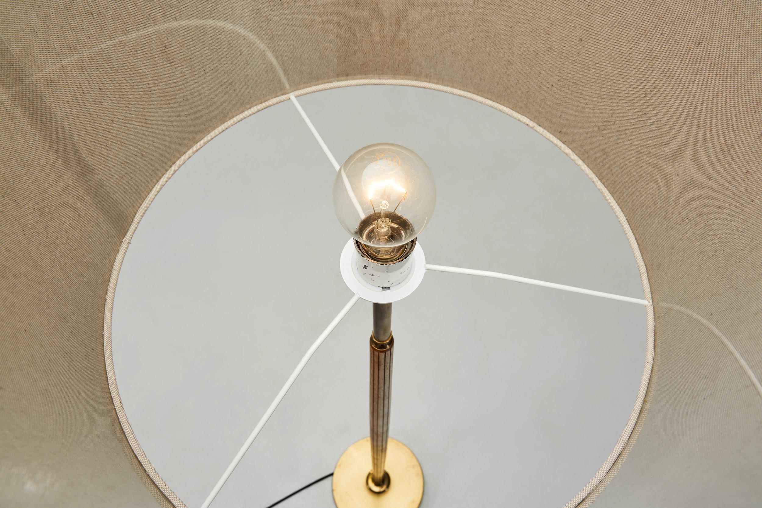 Brass and Wood Floor Lamp by Falkenbergs Belysning, Sweden Mid-20th Century 4