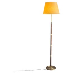 Brass and Wood Floor Lamp Denmark, 1960s
