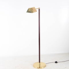 Brass and wood floor lamp