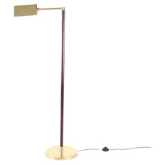 Brass and wood floor lamp