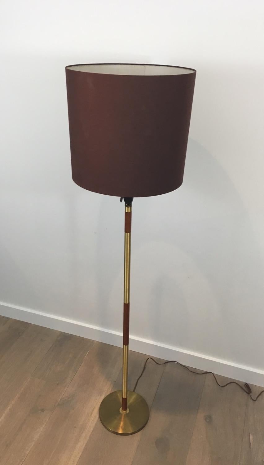 Brass and Wood Floor Lamp, French, circa 1970 6