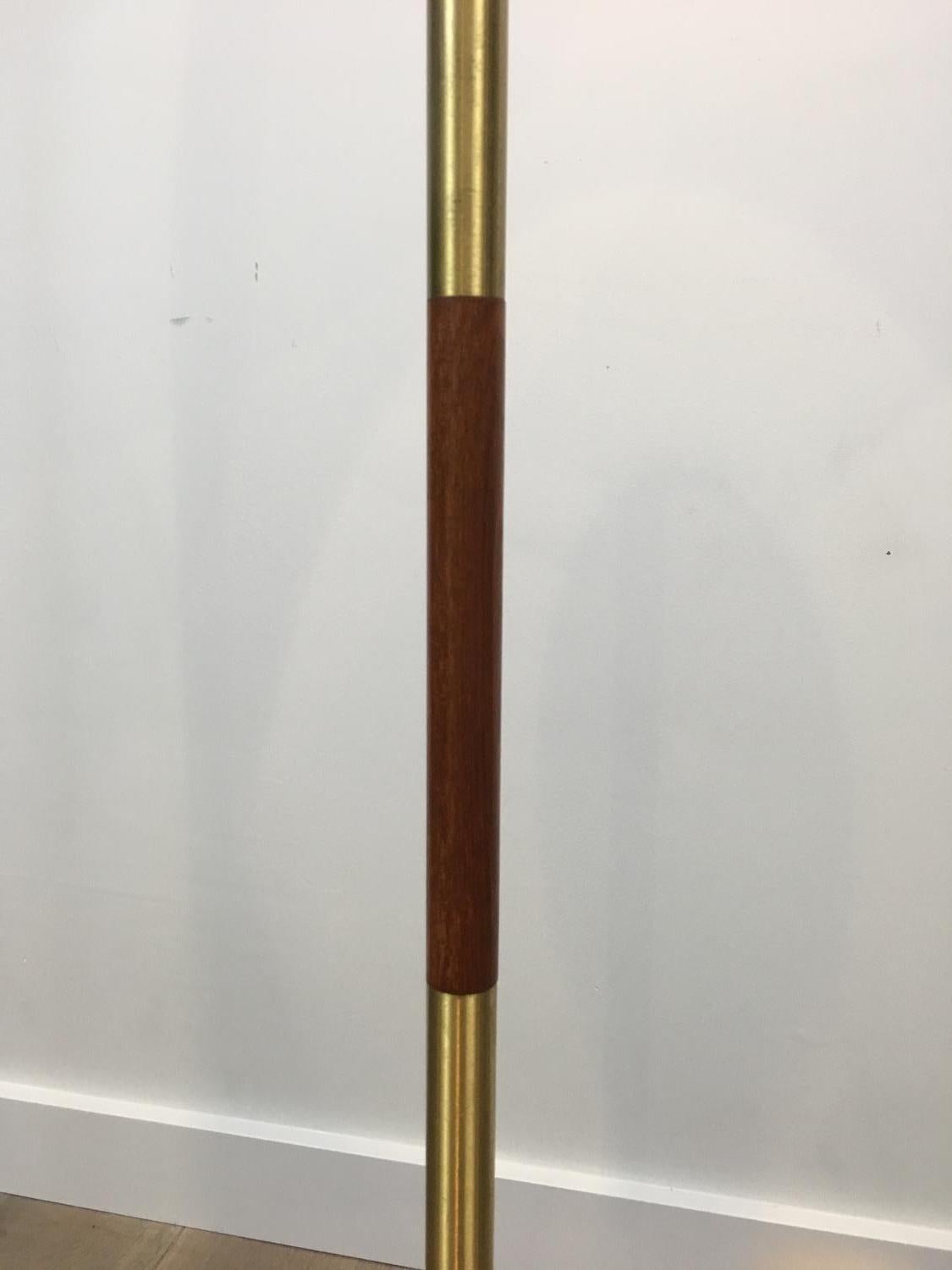 Brass and Wood Floor Lamp, French, circa 1970 2