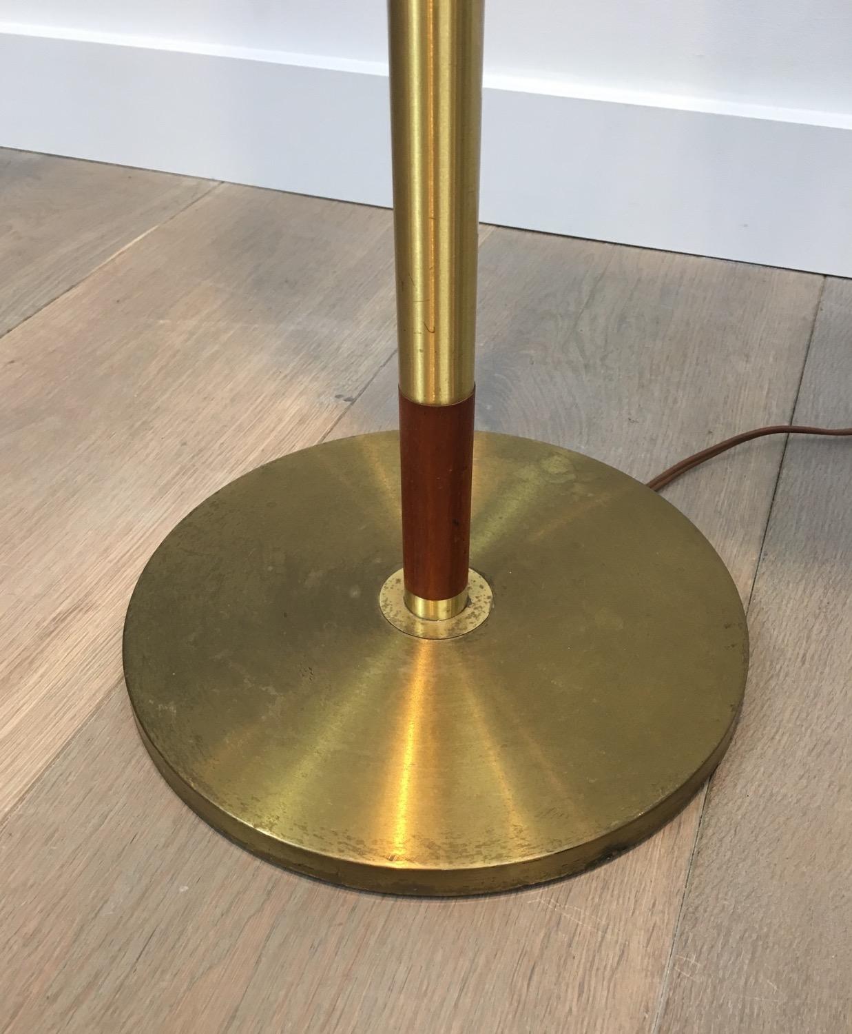 Brass and Wood Floor Lamp, French, circa 1970 3