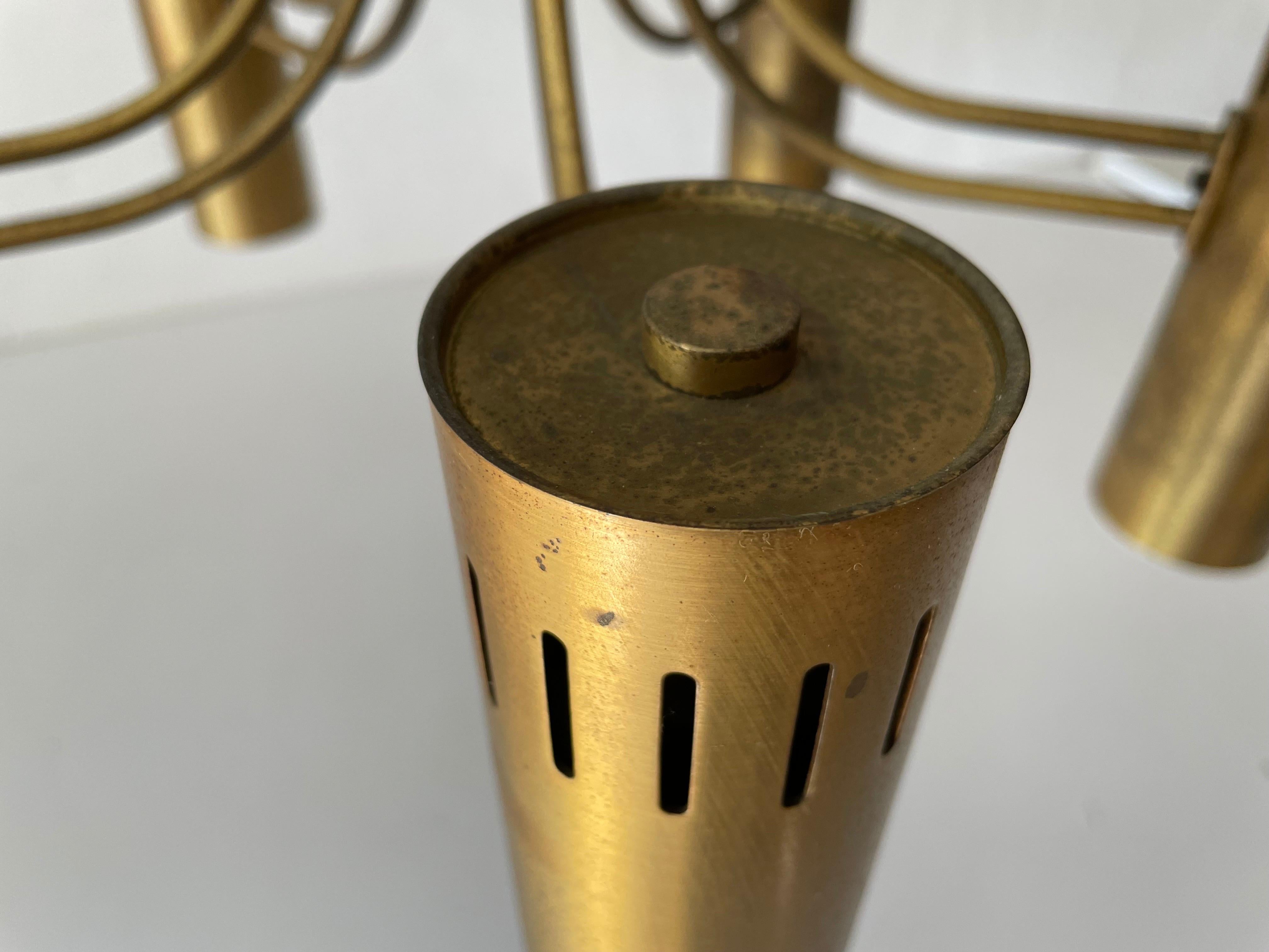 Metallo Lampadario ad incasso in ottone e Wood Angelo Brotto per Esperia, anni '70, Italia in vendita