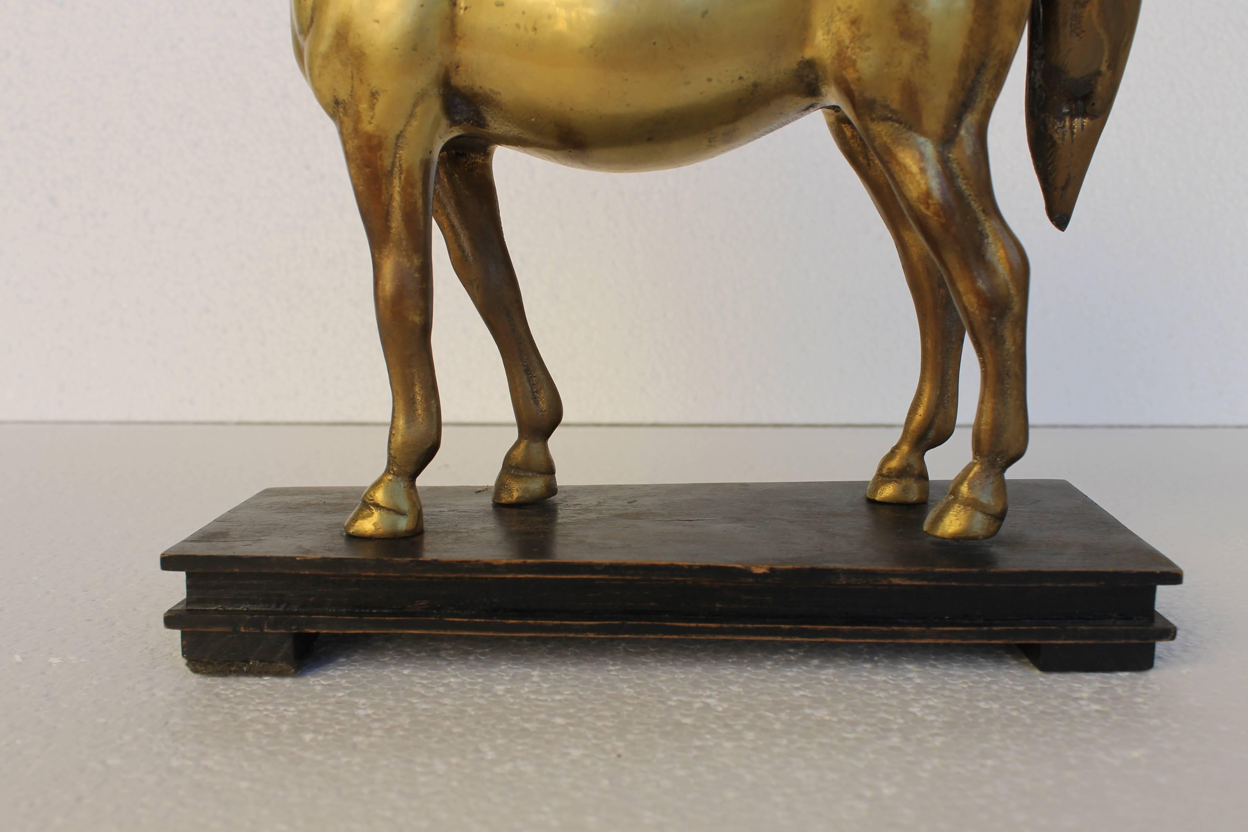 Brass and Wood Horse Model, 1940s (Messing)
