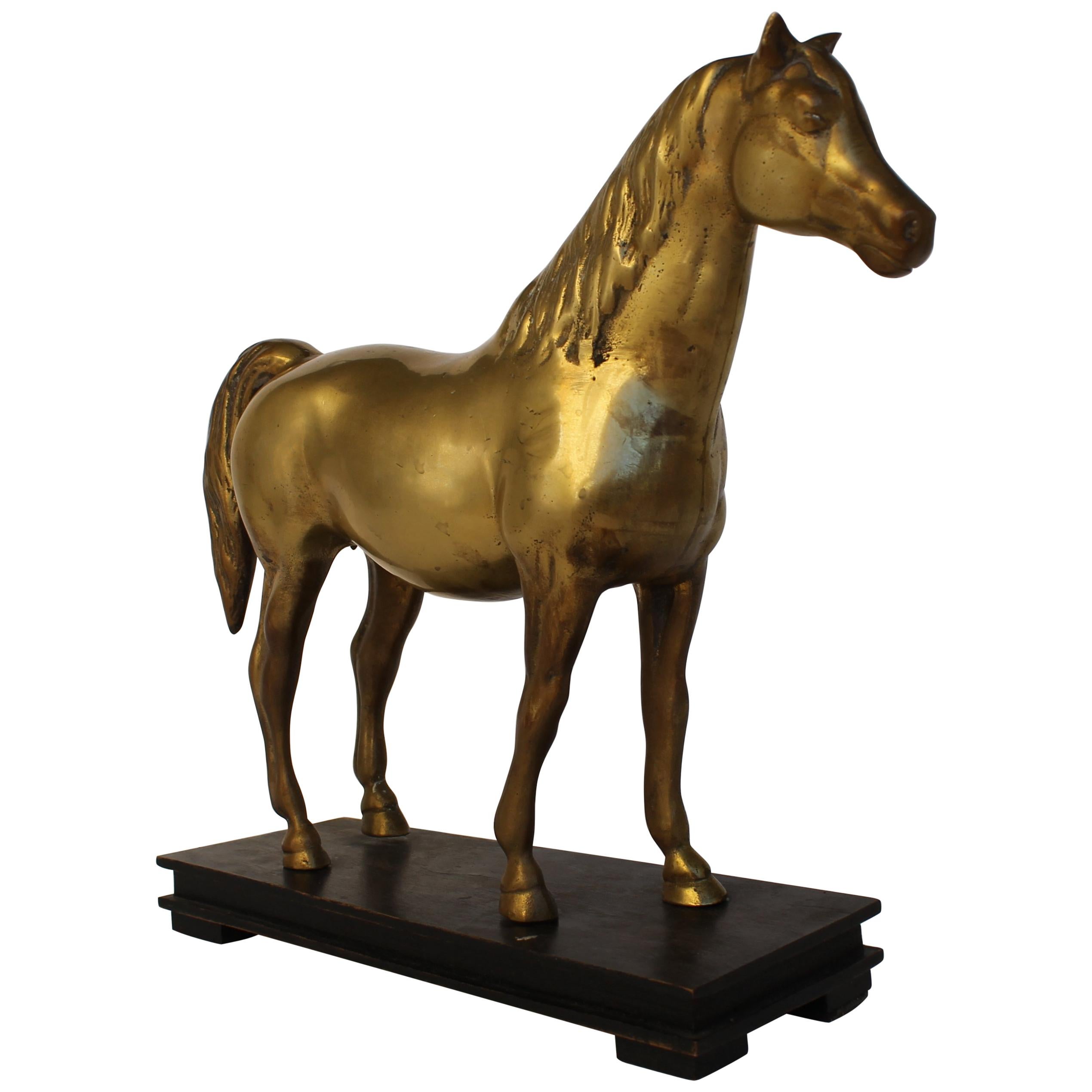 Brass and Wood Horse Model, 1940s