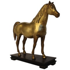 Brass and Wood Horse Model, 1940s