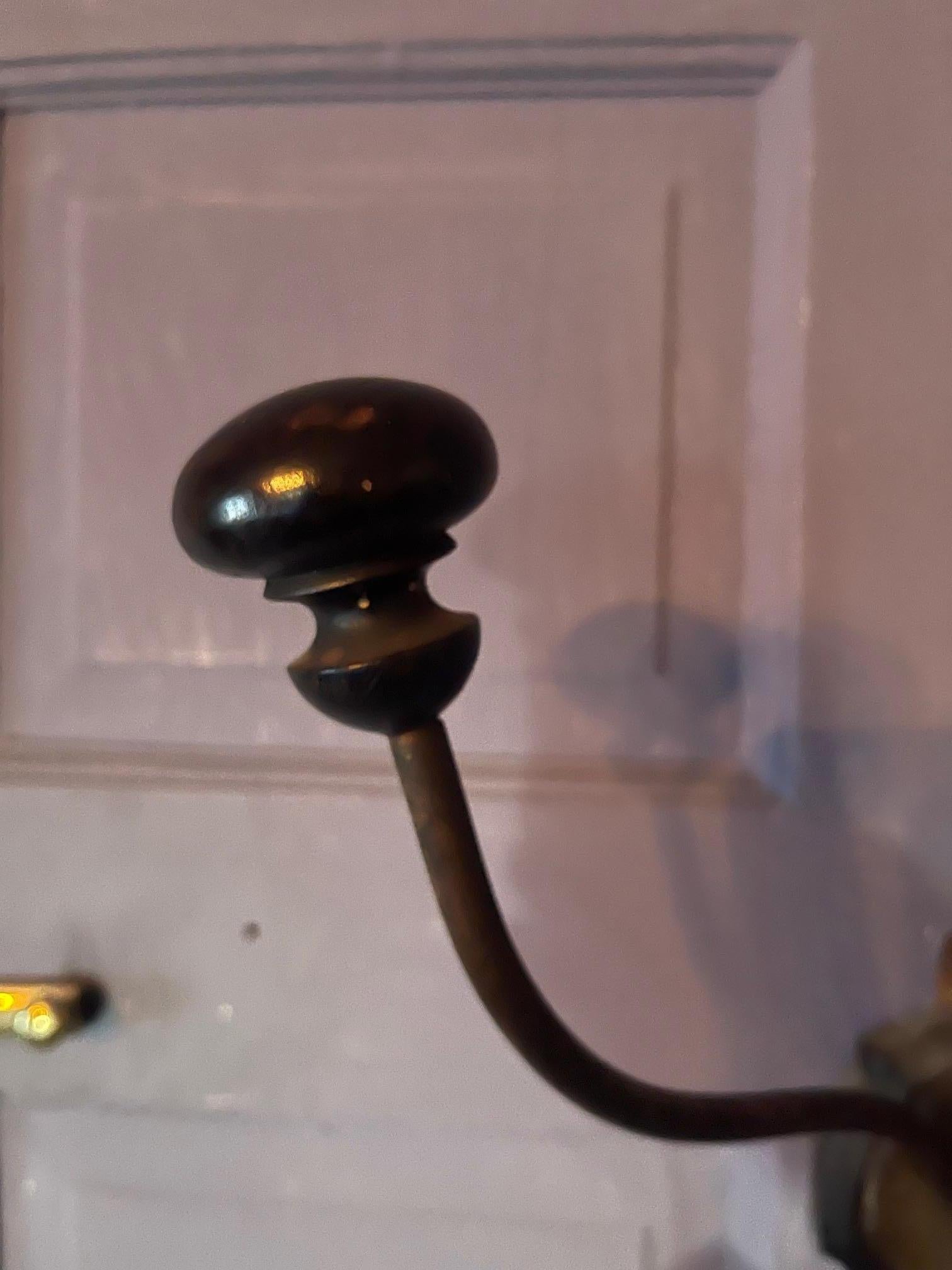 Brass and Wood Knobs Coat and Hat Wall Hook, 19th Century For Sale 1