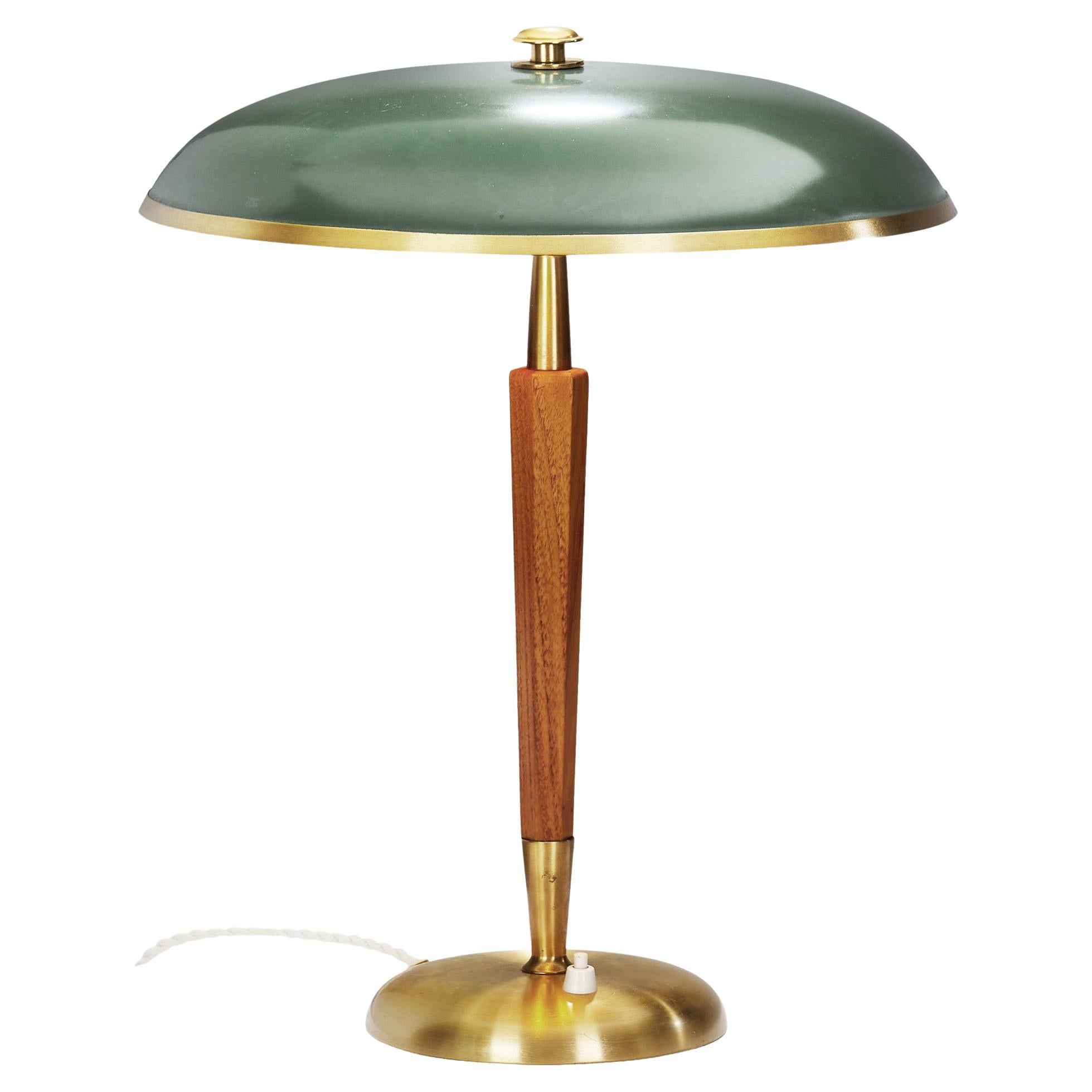 Brass and Wood Model "B8453" Table Lamp by Boréns, Borås, Sweden 1950s