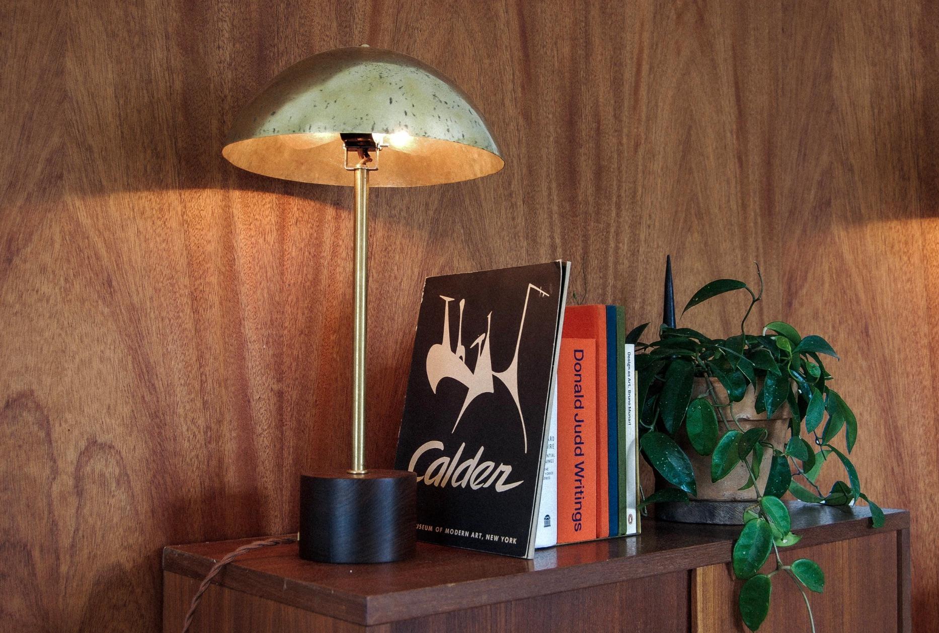 Brass and Wood Modern Table Lamp by Studio Bookmark In New Condition For Sale In Austin, TX