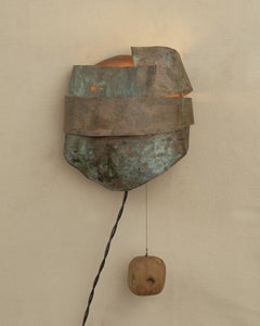 Brass and Wood Sconce by Rafael Triboli