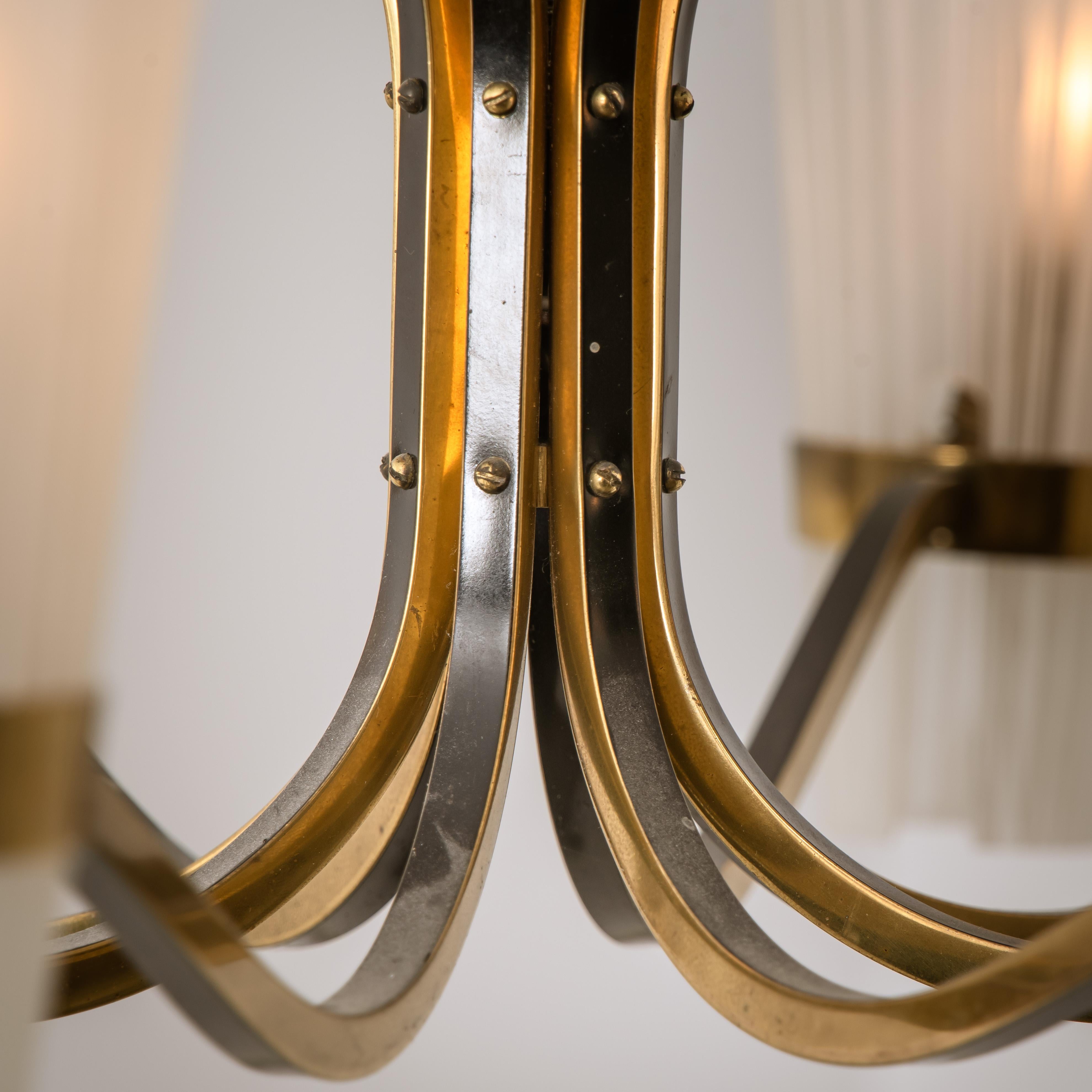 Brass and Wood Sputnik Chandelier in the Style of Hillebrand, 1960s 3