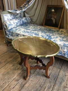 Brass and Wood Tray Table, circa 1930