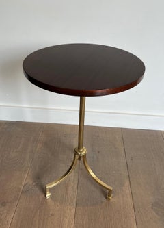 Gueridon tripode en laiton et Wood par Maison Jansen