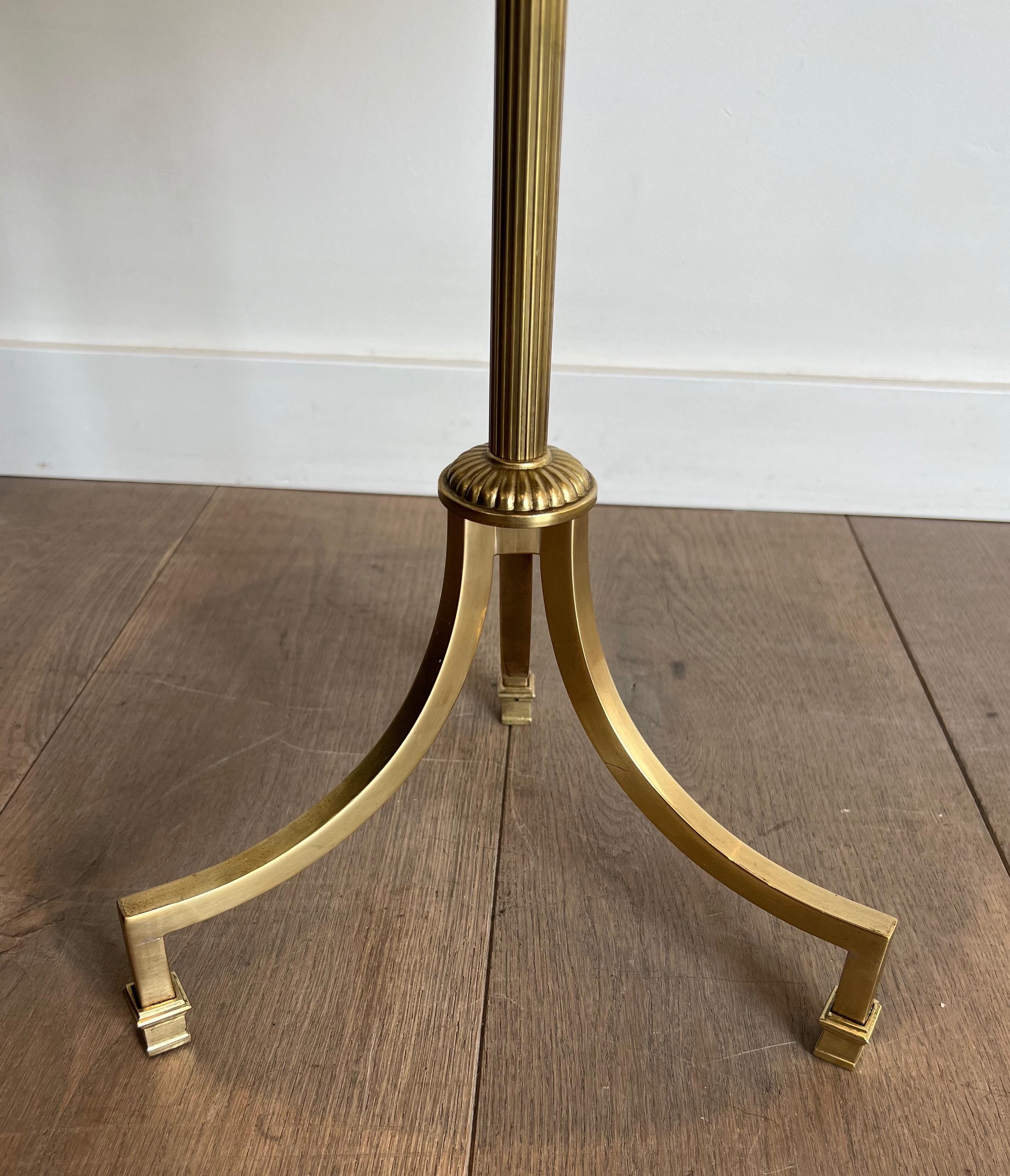 Mid-20th Century Brass and Wood Tripod Gueridon by Maison Jansen For Sale