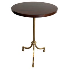 Brass and Wood Tripod Gueridon by Maison Jansen