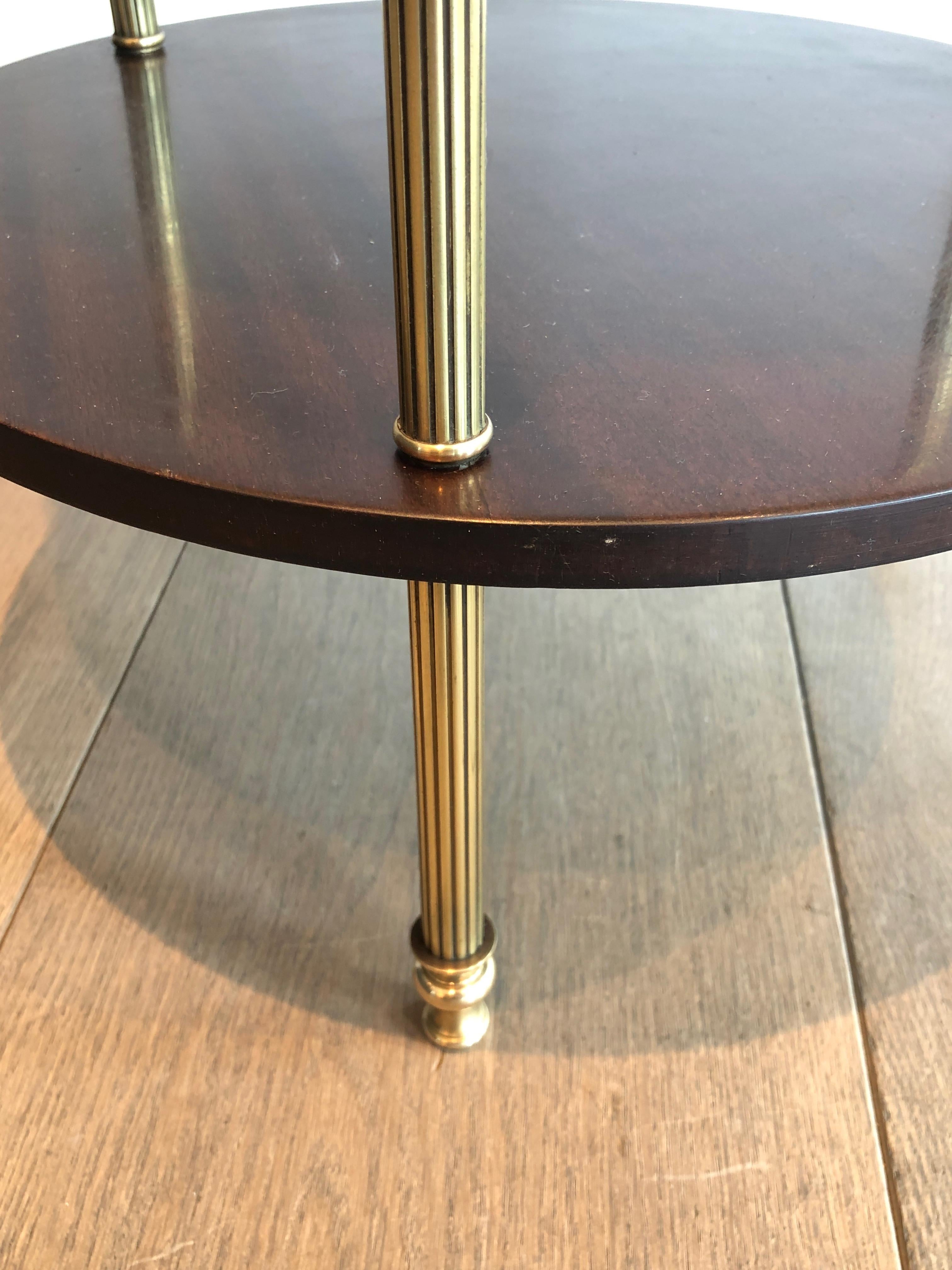 Brass and Wood Two Tiers Gueridon by Maison Jansen For Sale 9