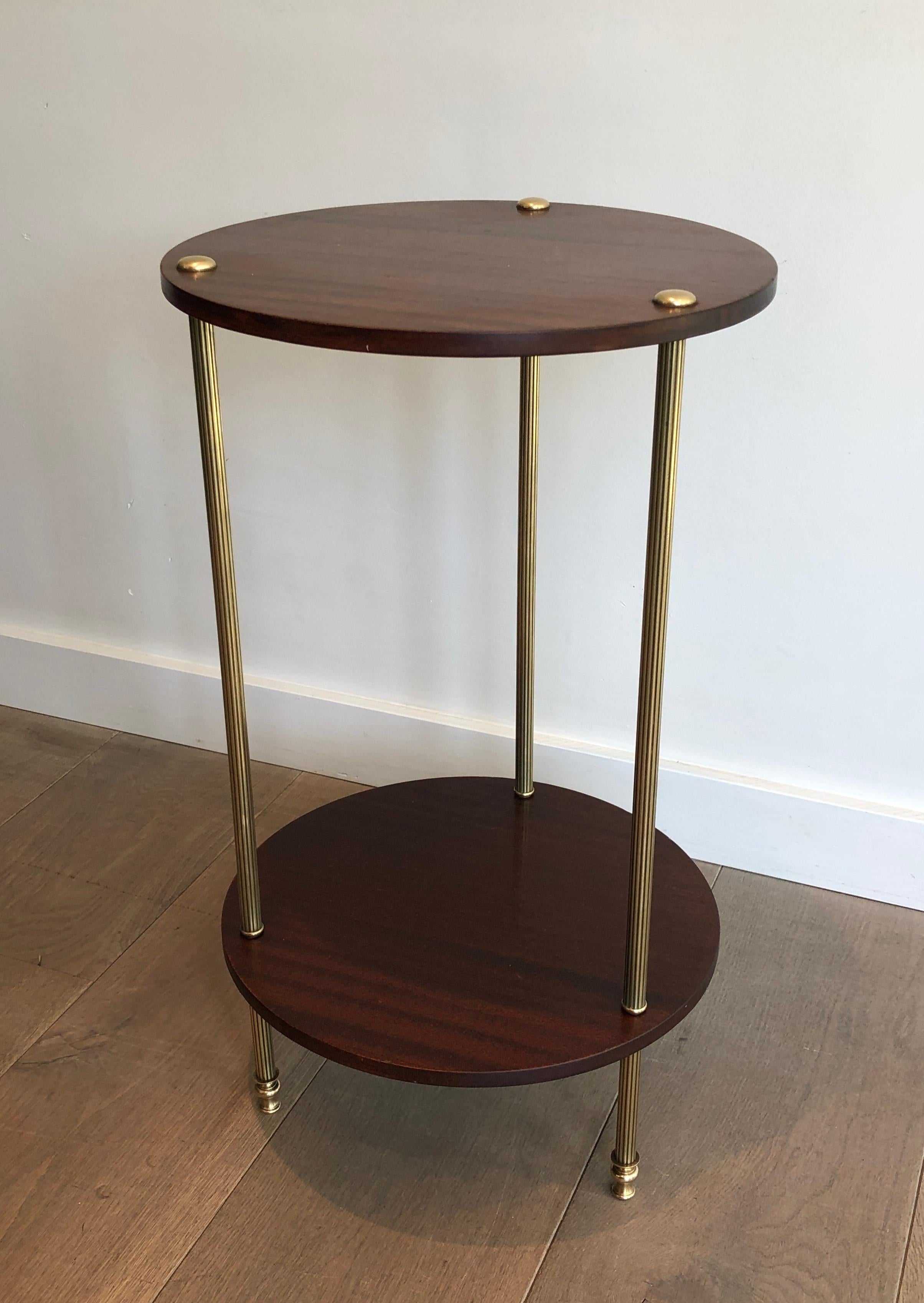Neoclassical Brass and Wood Two Tiers Gueridon by Maison Jansen For Sale