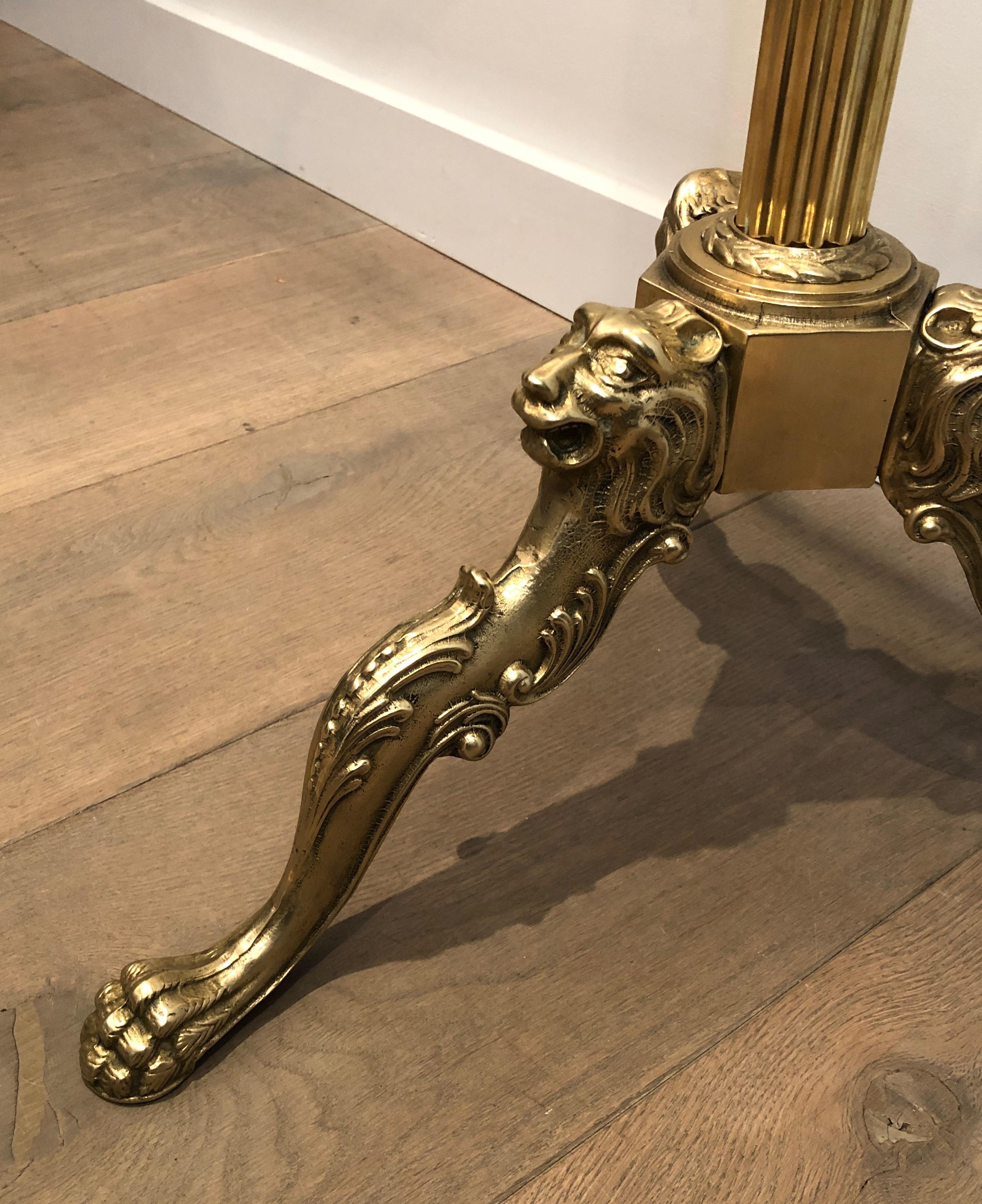 Brass and Wood Valet with Lion Heads and Feet, French, Circa 1940 4