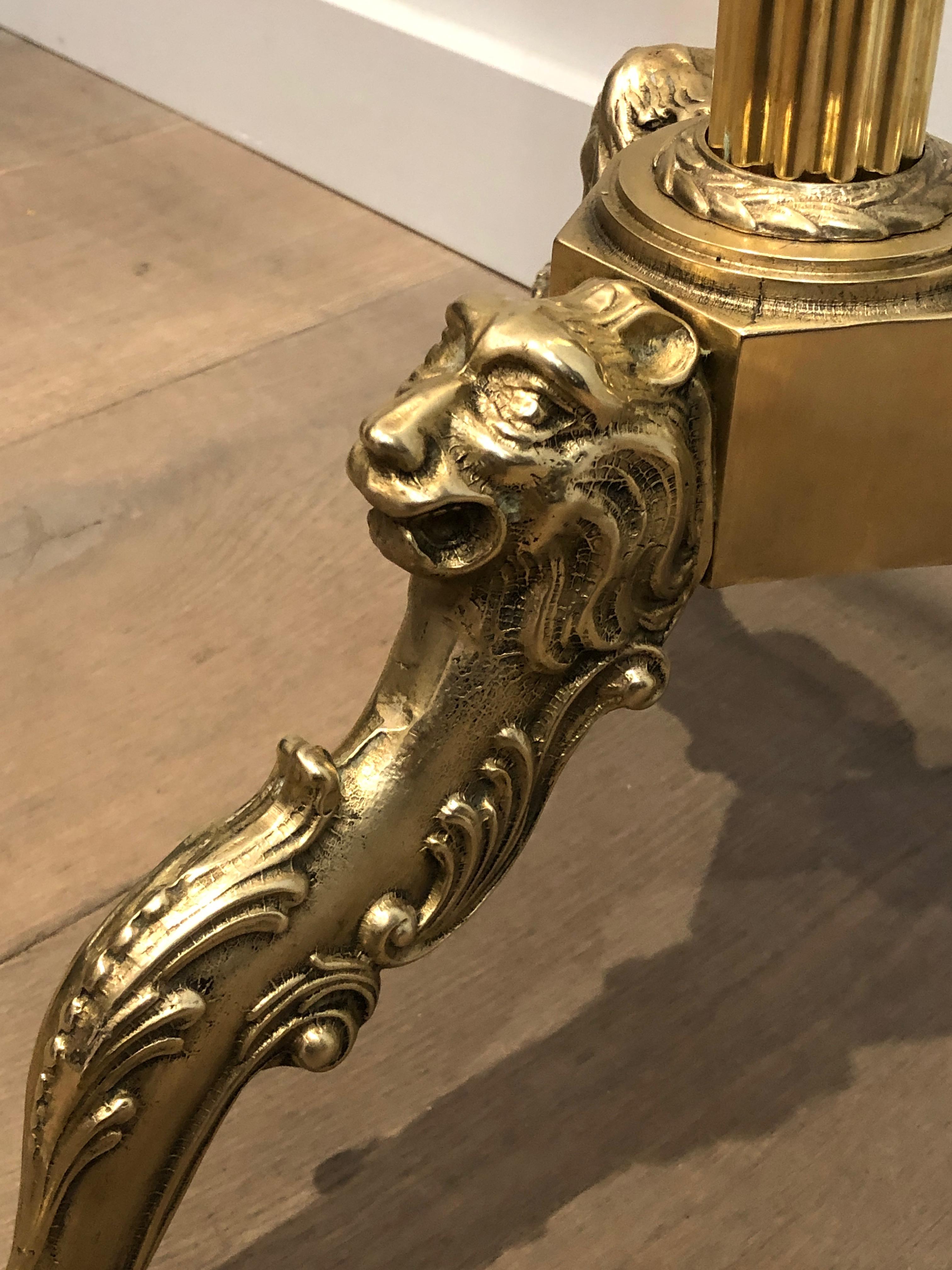 Brass and Wood Valet with Lion Heads and Feet, French, Circa 1940 8