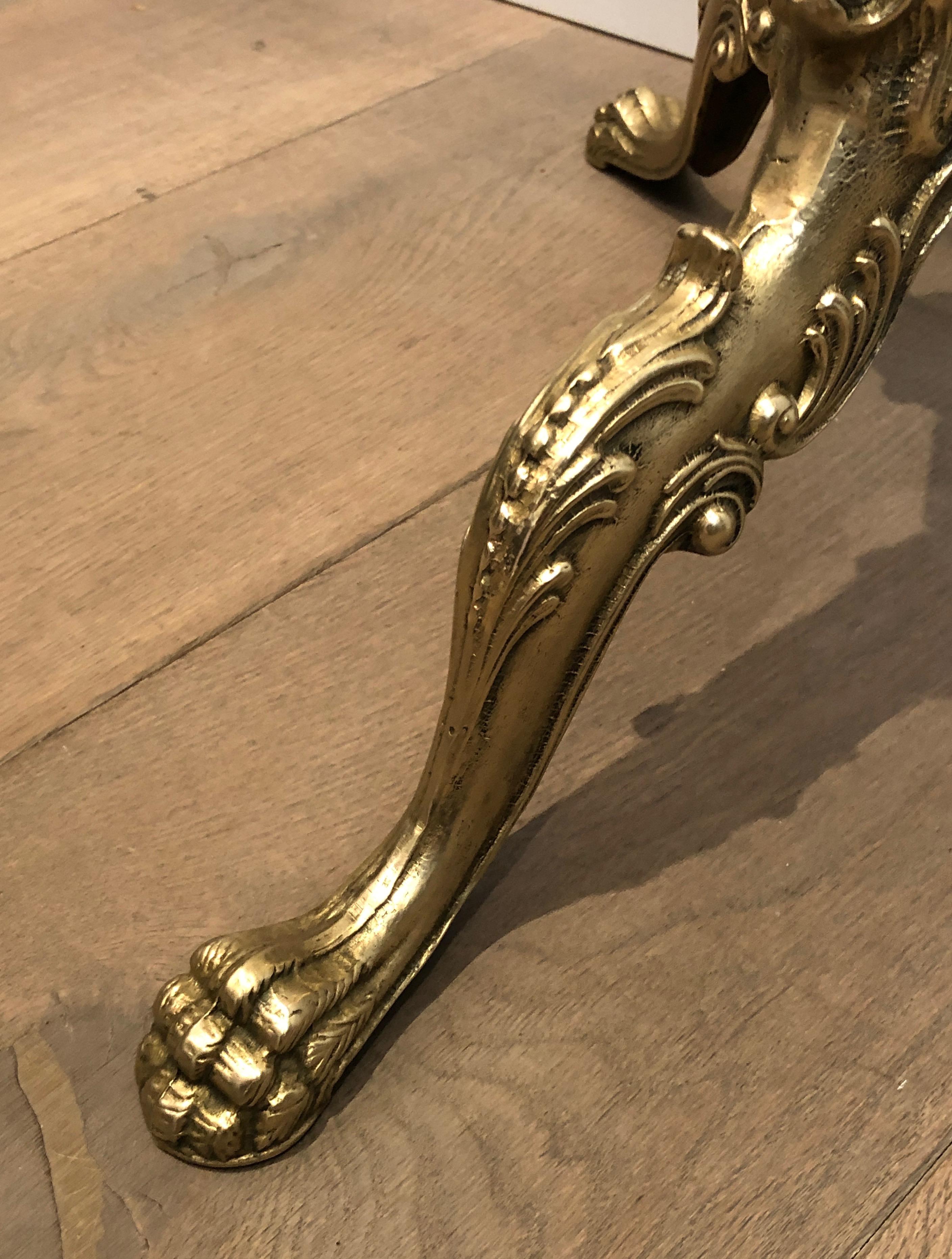 Brass and Wood Valet with Lion Heads and Feet, French, Circa 1940 9