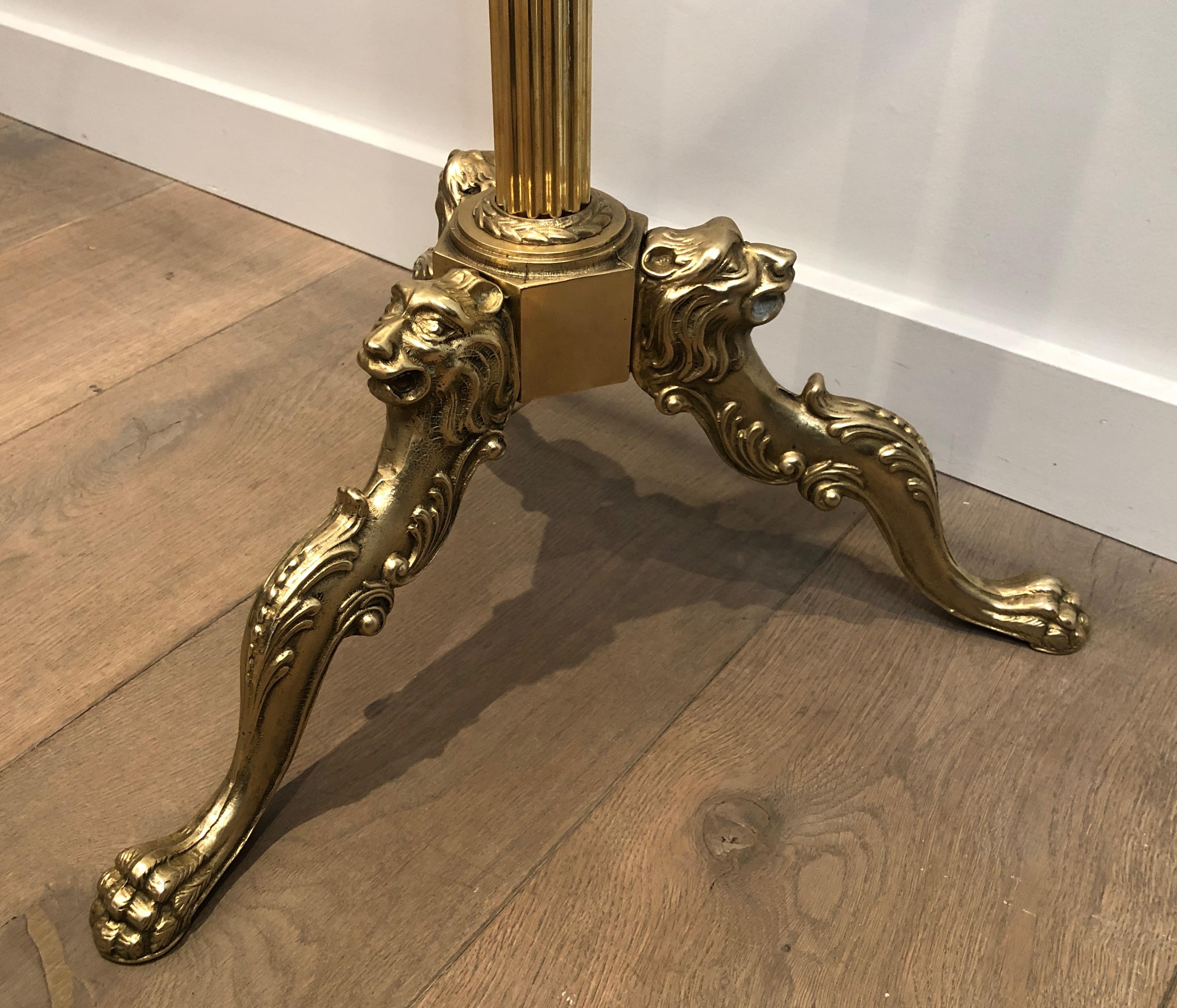 Mid-20th Century Brass and Wood Valet with Lion Heads and Feet, French, Circa 1940