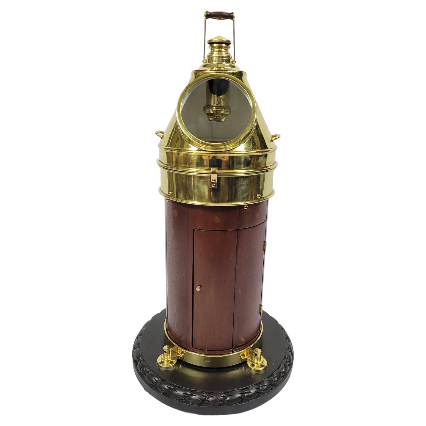 Brass and Wood Yacht Binnacle Compass For Sale