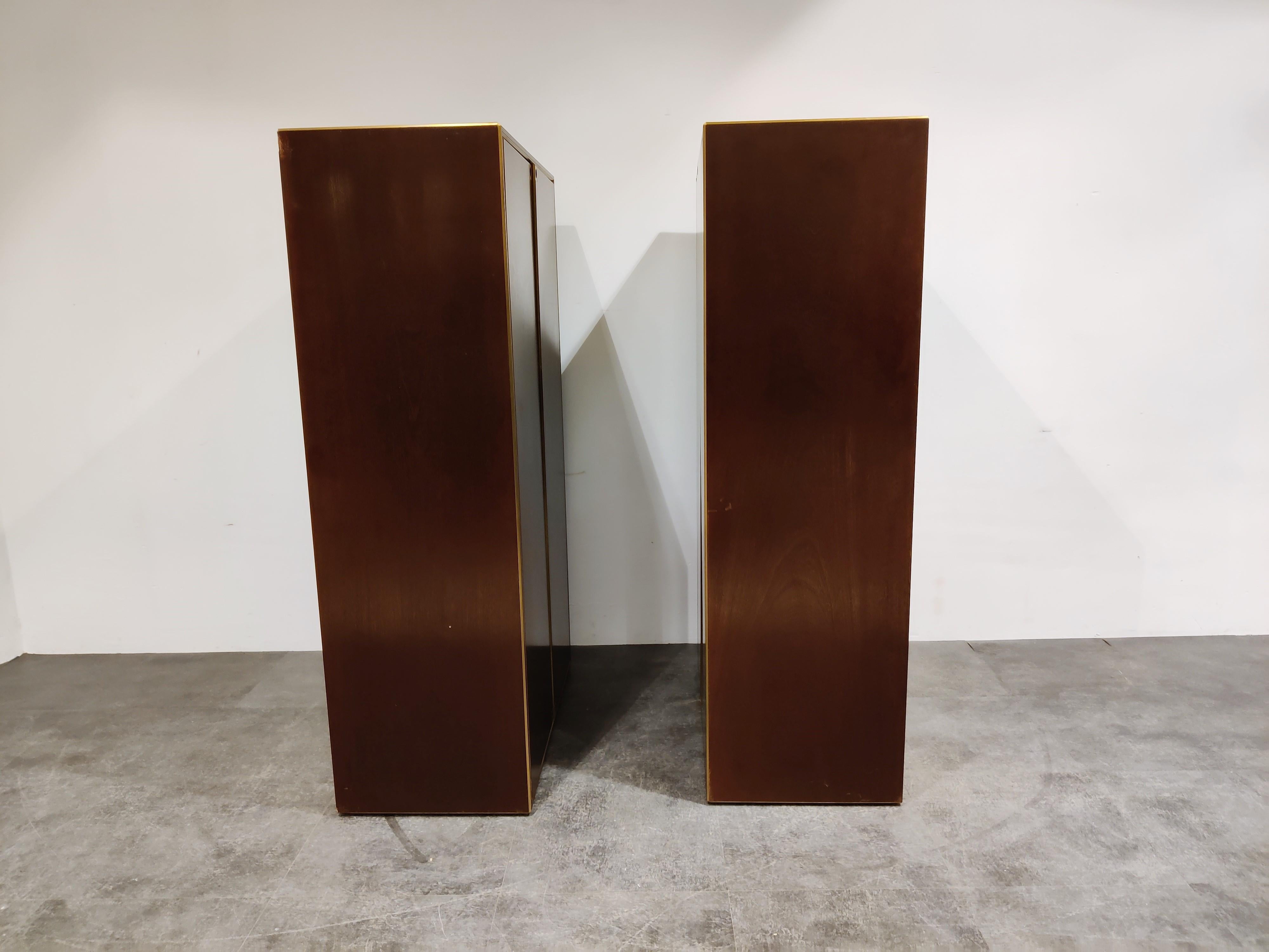Brass and Wooden Cabinets by Maison Jansen, 1960s, Set of 2 2