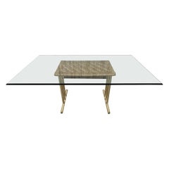 Brass and Woven Rush Dining Table