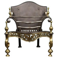 Brass and Wrought-Iron Basket Grate with Eagles