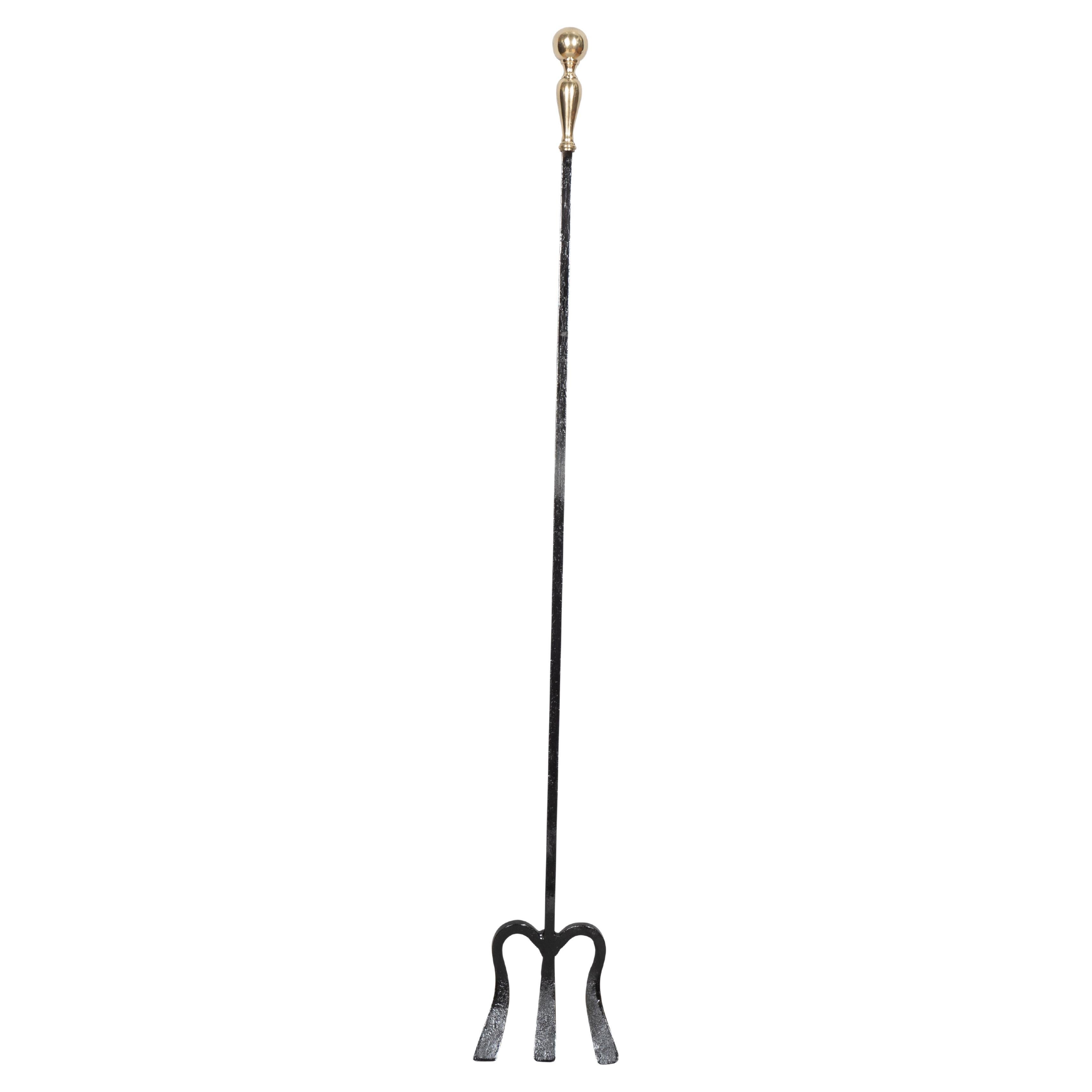Brass and Wrought Iron Fireplace Trident For Sale