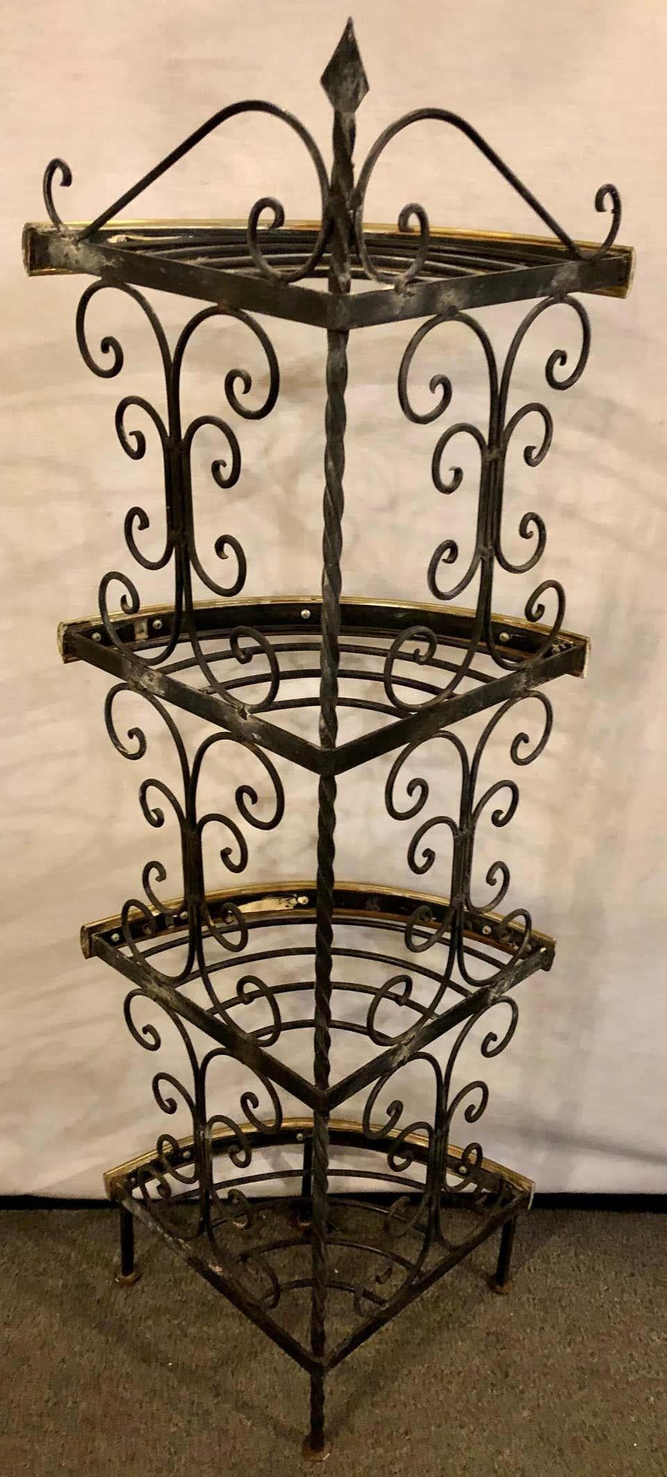 Brass and Wrought Iron Four-Tier Diminutive Bakers Rack 1