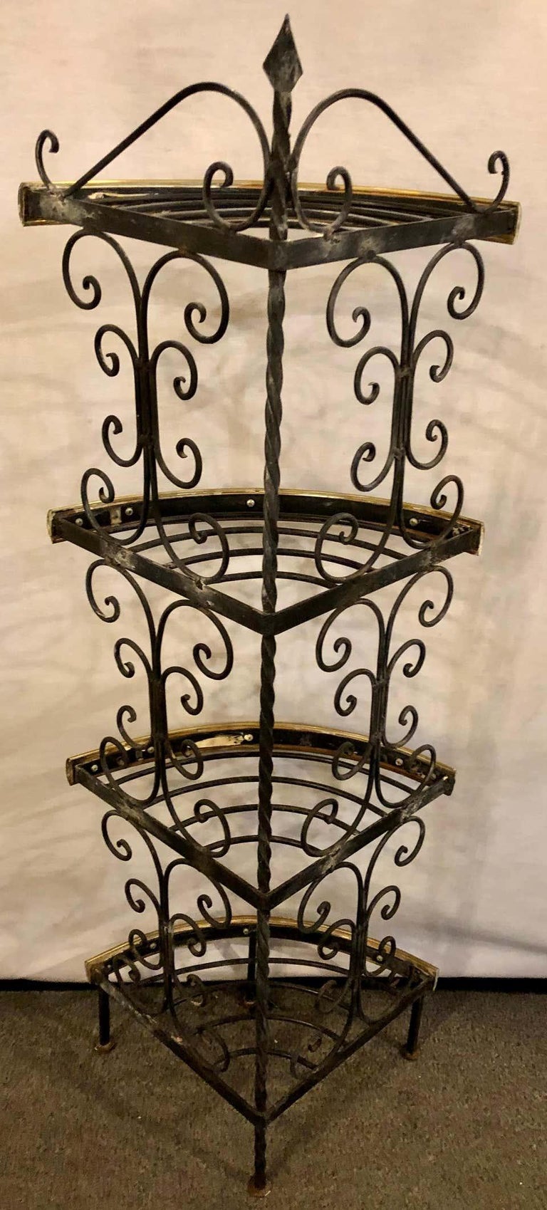Brass and Wrought Iron FourTier Diminutive Bakers Rack For Sale at 1stdibs