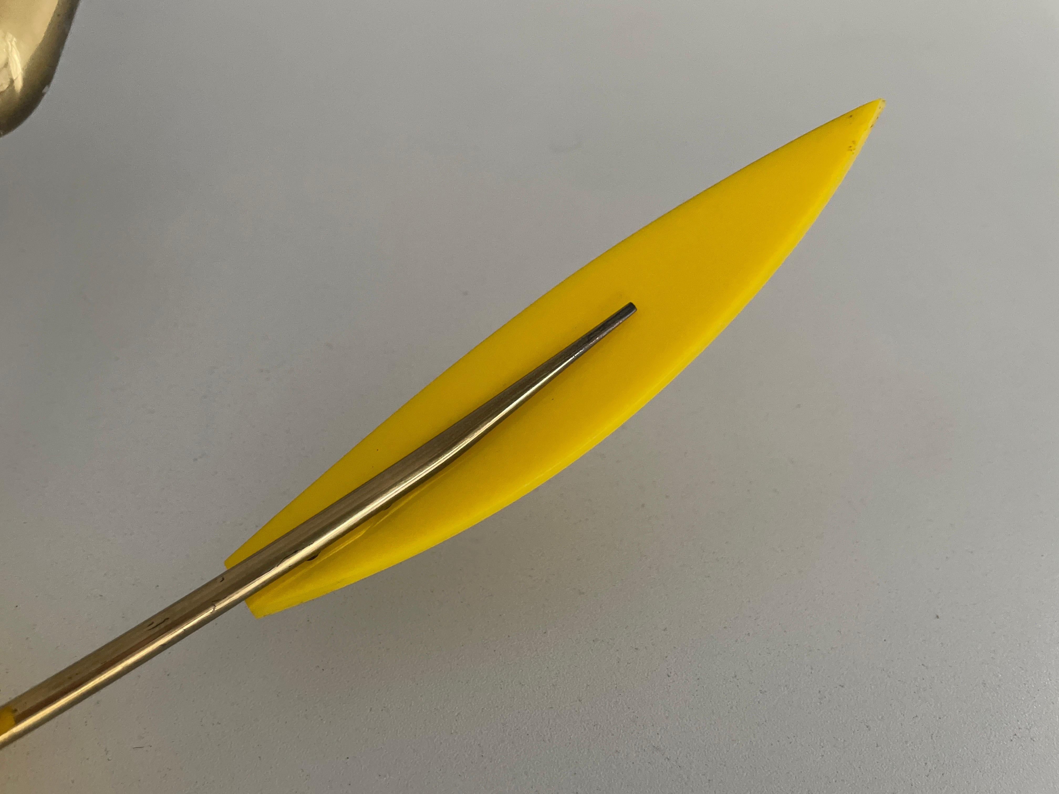 Brass and Yellow Plexi Sputnik Flush Mount Light, 1970s, Germany For Sale 5