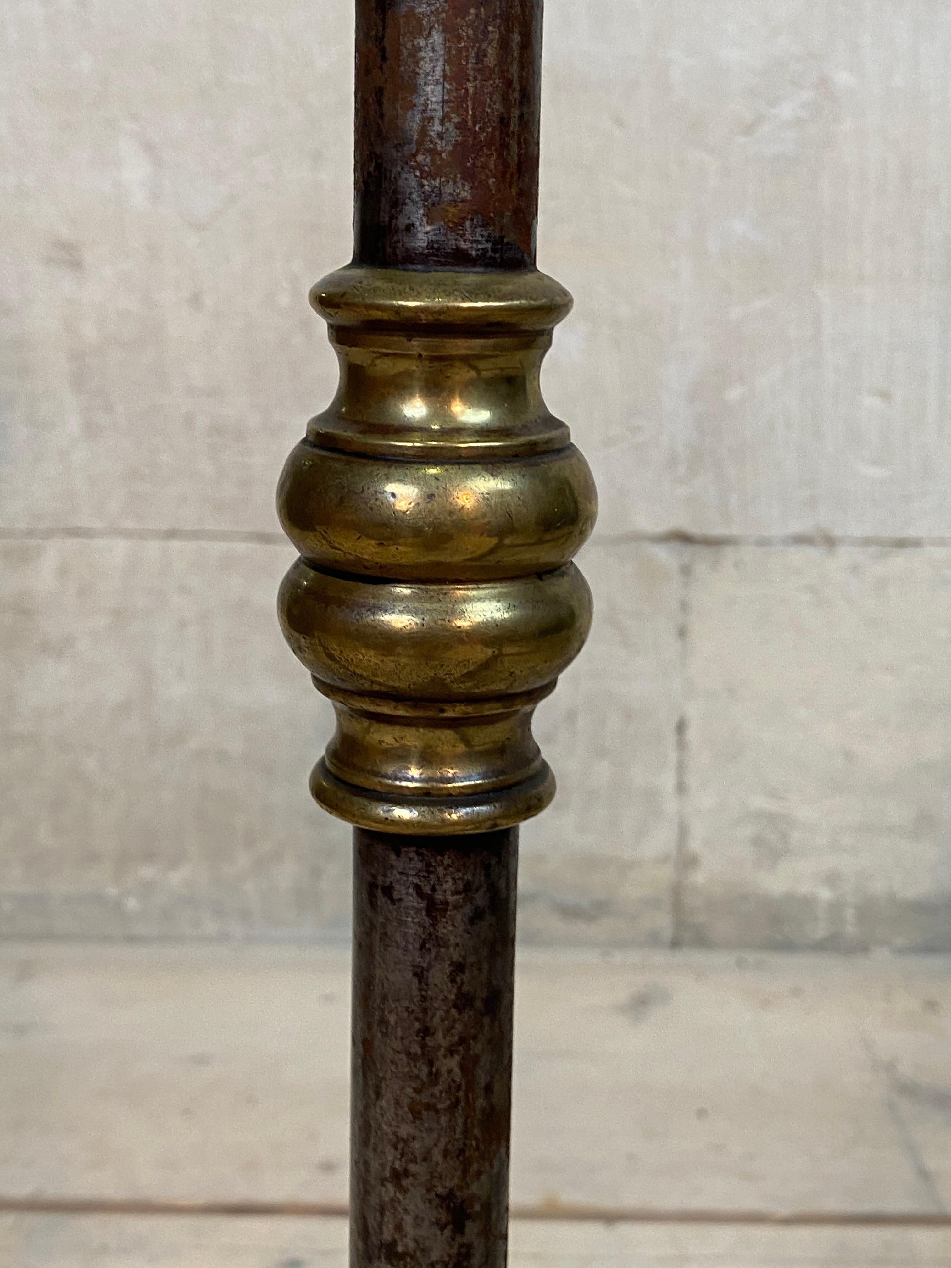 Brass Andirons Firedogs Burnished Steel Acorn Finials French For Sale 4