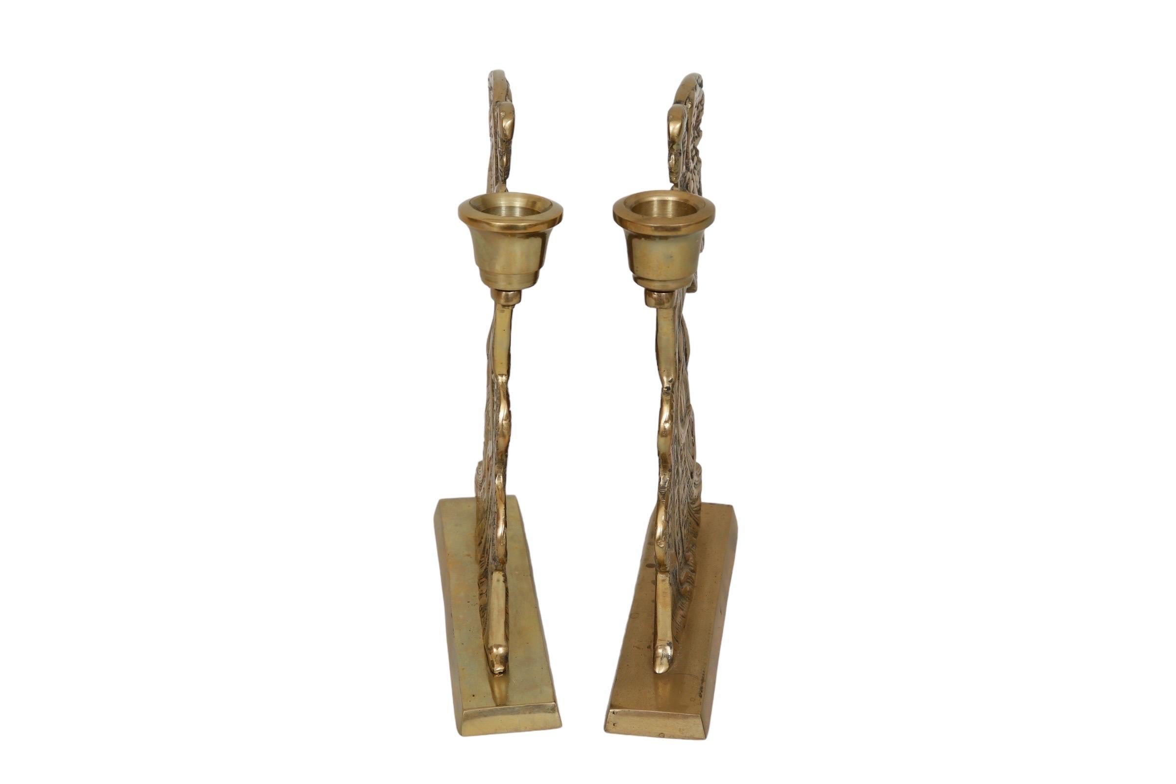 Brass Angel Candle Holders - a Pair In Good Condition For Sale In Bradenton, FL