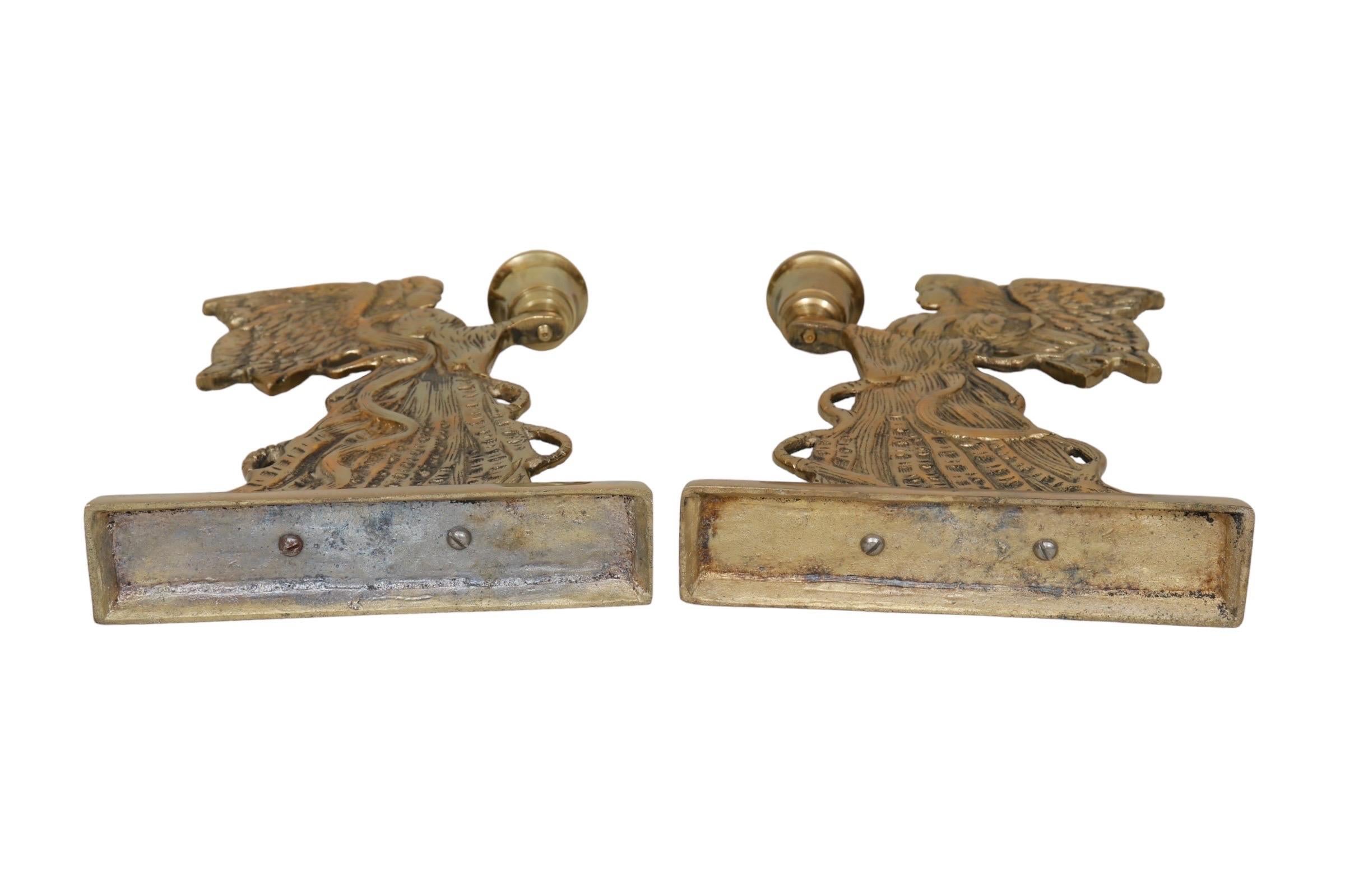Brass Angel Candle Holders - a Pair For Sale 2