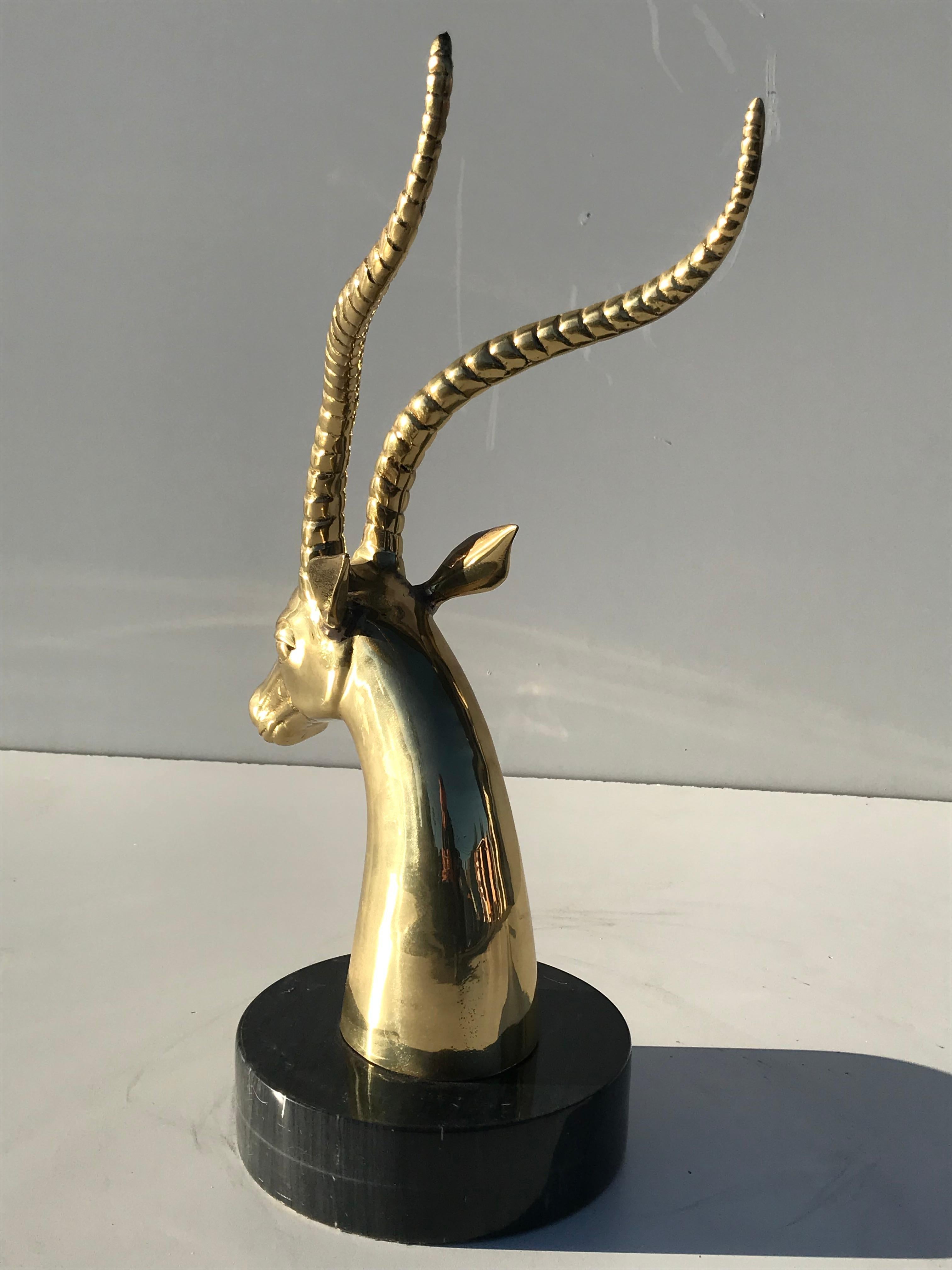 Hollywood Regency Brass Antelope Gazelle Bookend Sculpture For Sale