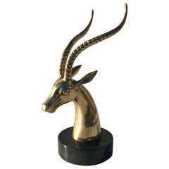 Brass Antelope Gazelle Bookend Sculpture