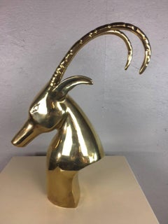 Brass Antelope Head Sculpture
