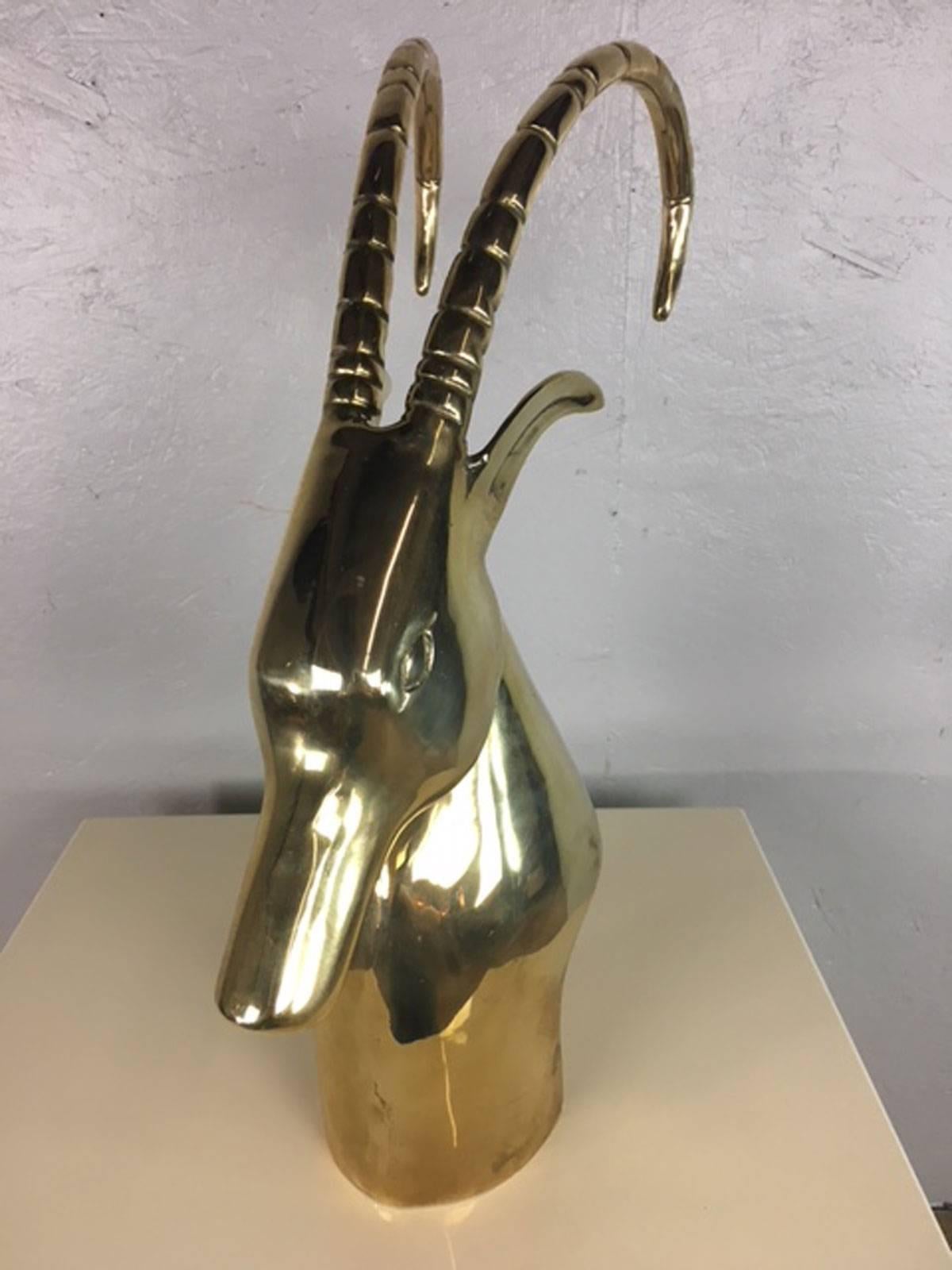 Other Brass Antelope Head Sculpture For Sale