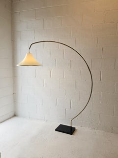 Brass Arc Floor Lamp With Acrylic Shade, 1980s