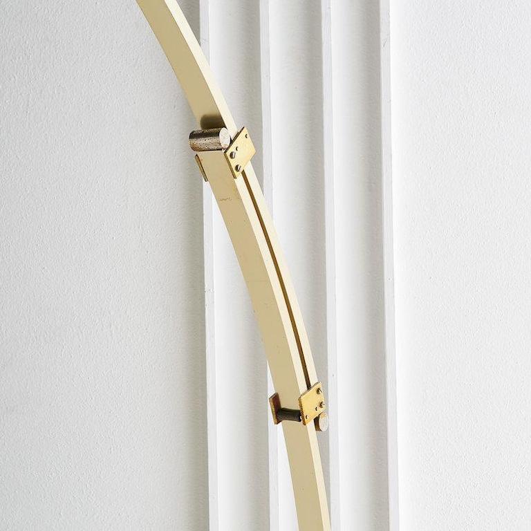 Brass Arc Floor Lamp with Travertine Base, Germany, 1960s at 1stDibs