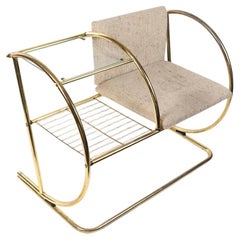 Brass Armchair and Table, Circa 1970, Designer Furniture.