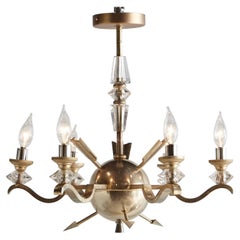 Brass Arrow Chandelier, France Early 20th Century