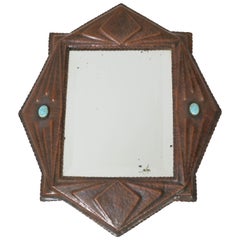 Antique Brass Art Deco Amsterdam School Wall Mirror, 1920s