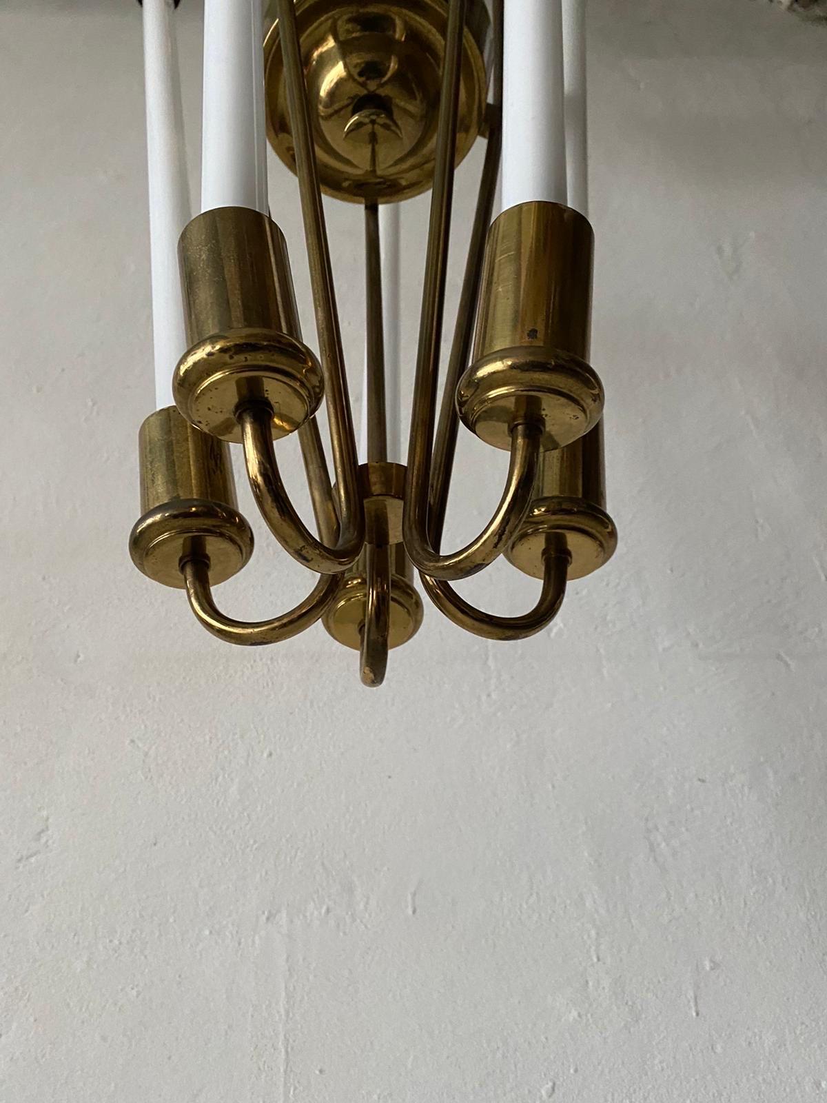 Brass Art Deco Bauhaus Chandelier by Kaiser & Co., 1930s, Germany For Sale 9